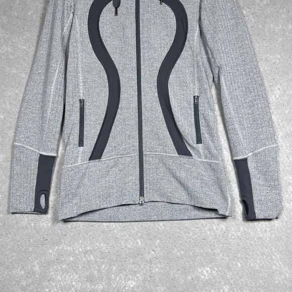 Lululemon Sweatshirt Womens Size 6 Ghost Herringbone Brushed Stride Jacket - Picture 5 of 13